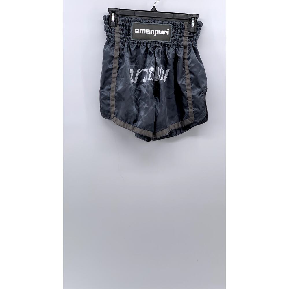 PK BOXING AMANPURI Men's Gray Smocked Pull-On Sport Maui Thai Boxing Shorts SZ L - Picture 2 of 9